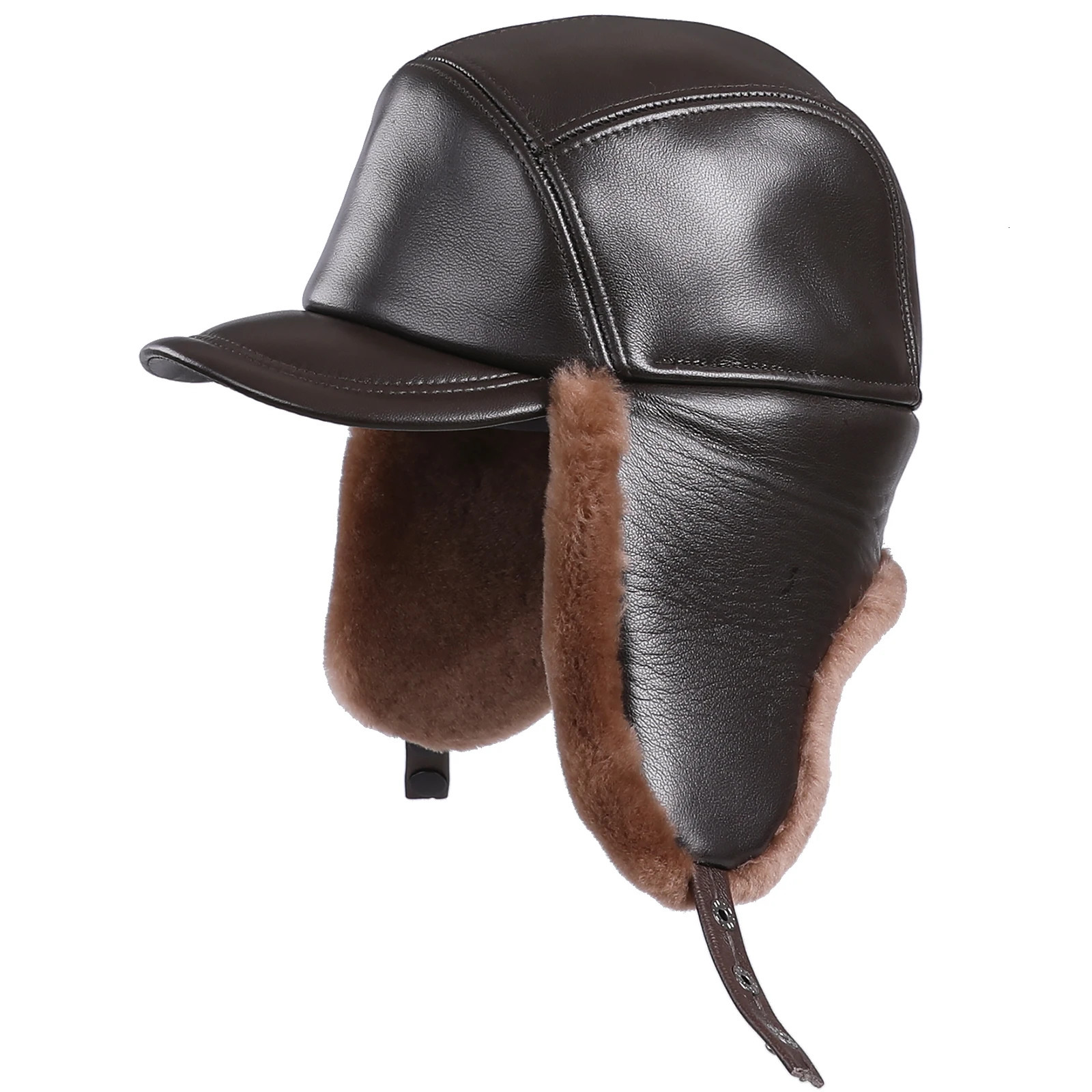 Neutral wool sheepskin pilot Russian Ushaka hunting hat leather hat winter fur hat ear pads soft and warm 241031