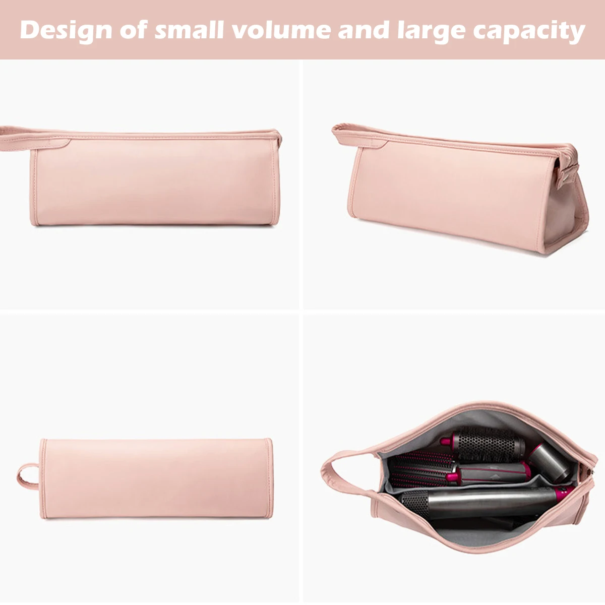 Hair Dryer Carrying Case Waterproof Hair Dryer Storage Bag PU Leather Zipper Make Up Bag Portable Travel Hair Dryer Organizer