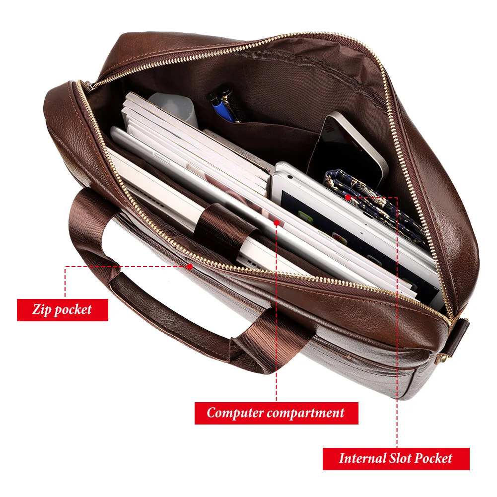 Men Briefcase Bag High Quality Business Genuine Leather Shoulder Messenger Bags Male Office Handbag 14 inch Laptop 241029