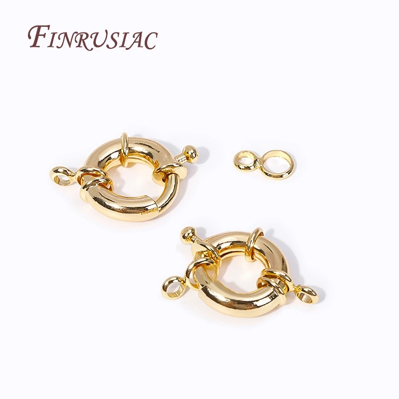 9/11.5/15MM Carabiner Spring Ring 14k Gold Plated Brass Metal Jewelry Clasps Fasteners DIY Handmade Necklace Accessories