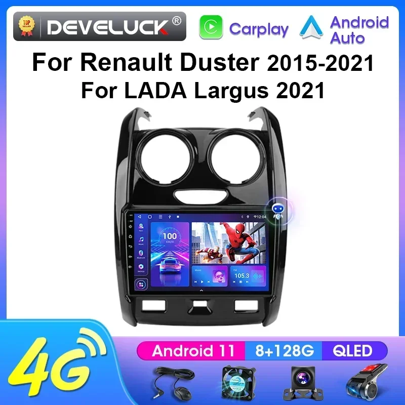 2 Din Android 12 Car Stereo Radio Multimedia Video Player For Renault Duster 2015 - 2021 For LADA Largus 2021 GPS Auto Carplay