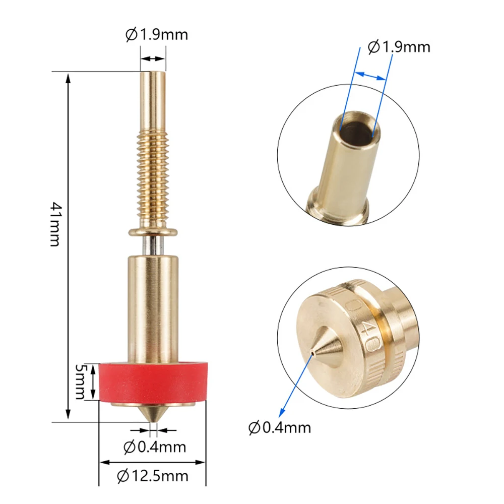 4pcs Clone E3D Nozzle All-in-one Bimetal Nozzles new 0.25/0.4/0.6/0.8mm Heatbreak Brass Titanium For 2025 E3D Hotend Extruder