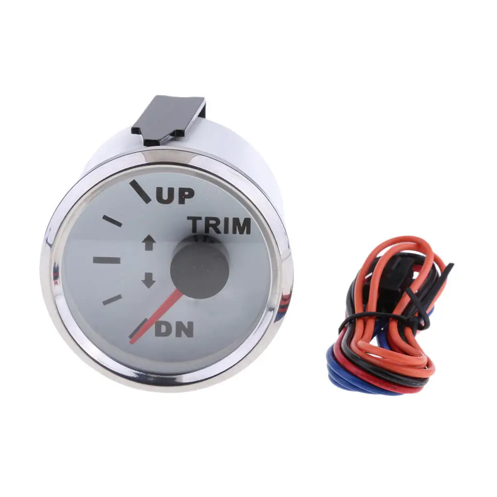 0-190ohm 2' 52mm UP-DN Electric Boat Trim Level Gauge Electric Trim Level Dial Gauge for Marine Boat 2 inch 9-32V Trim Gauge