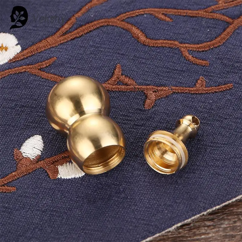 Traditional Chinese Natural Feng Shui Gourd Brass Mental Wu Lou Wu Lu Decor Brass Gourd Pendant Can Hold Cinnabar Keychain
