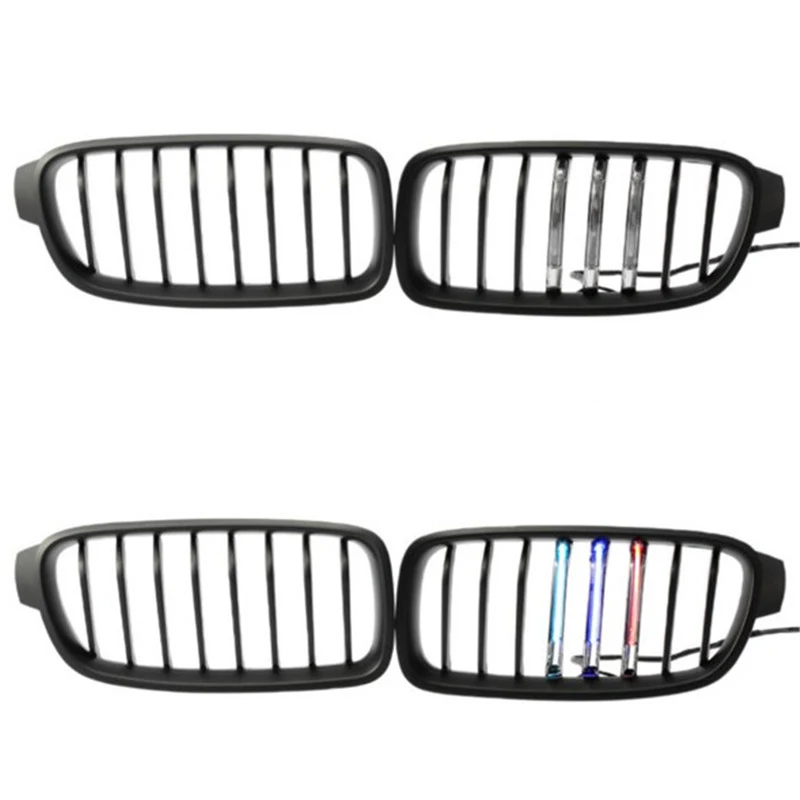 2Pcs Car Front Kidney Grille Single Slat Grille With LIght For BMW F30 F31 3 Series 2012-2019 320i 325i 328i Auto Accessories