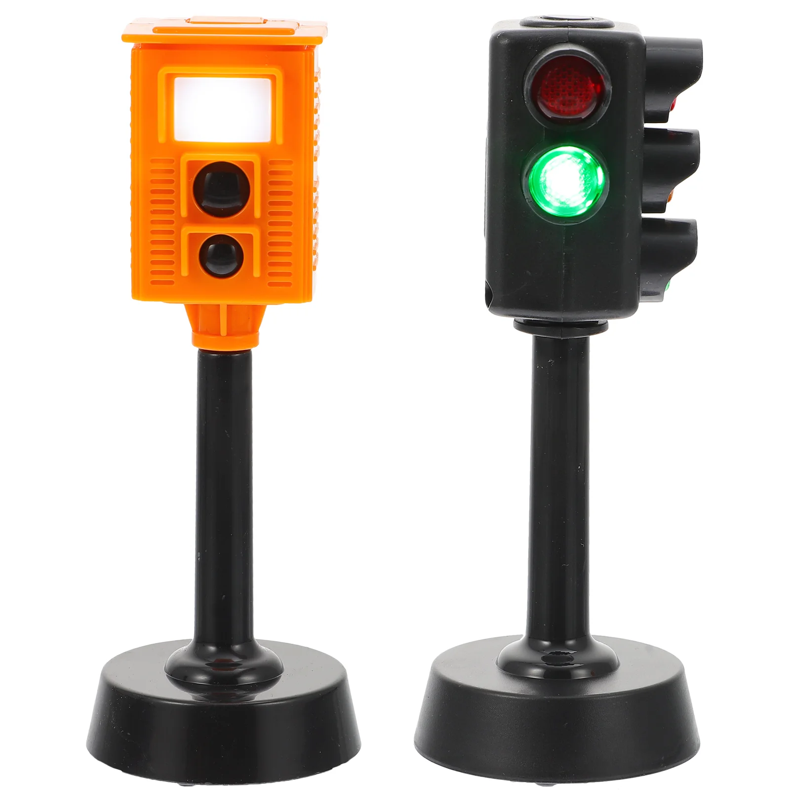 2Pcs Kids Traffic Signs Road Light Block Mini Traffic Signal Light Model Toy
