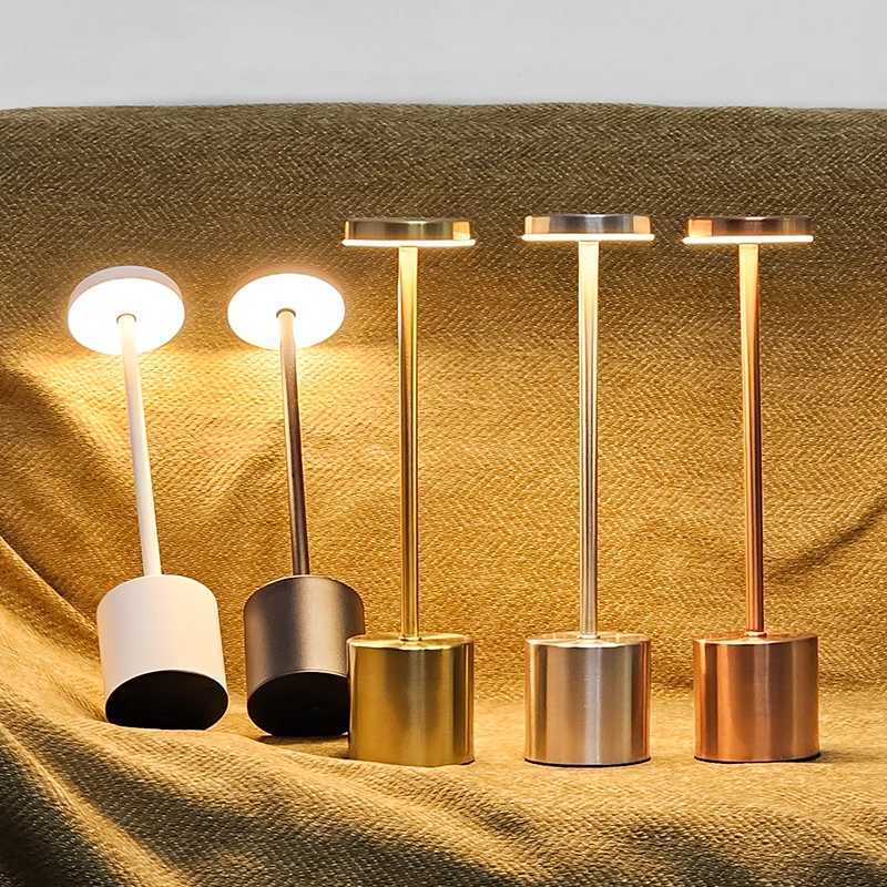 Simple LED Rechargeable Touch Metal Table Lamp Three Colors Bedside Cordless Desk Lamp Bar Outdoor Decoration Led Night LightLX241102