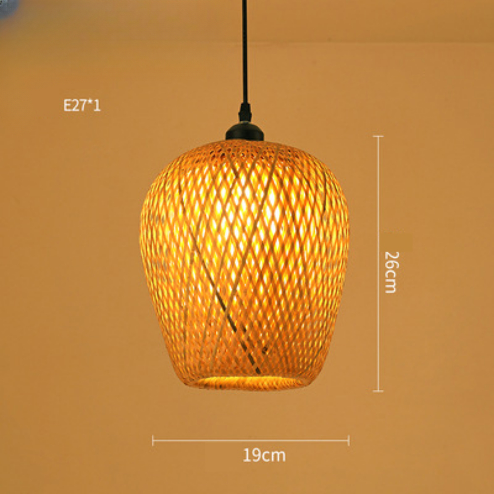 Classic Bamboo Weaving Chandelier Lamp Handmade Pendant Lamp Hanging Led Ceiling Fixtures Rattan Woven Home Bedroom Decors