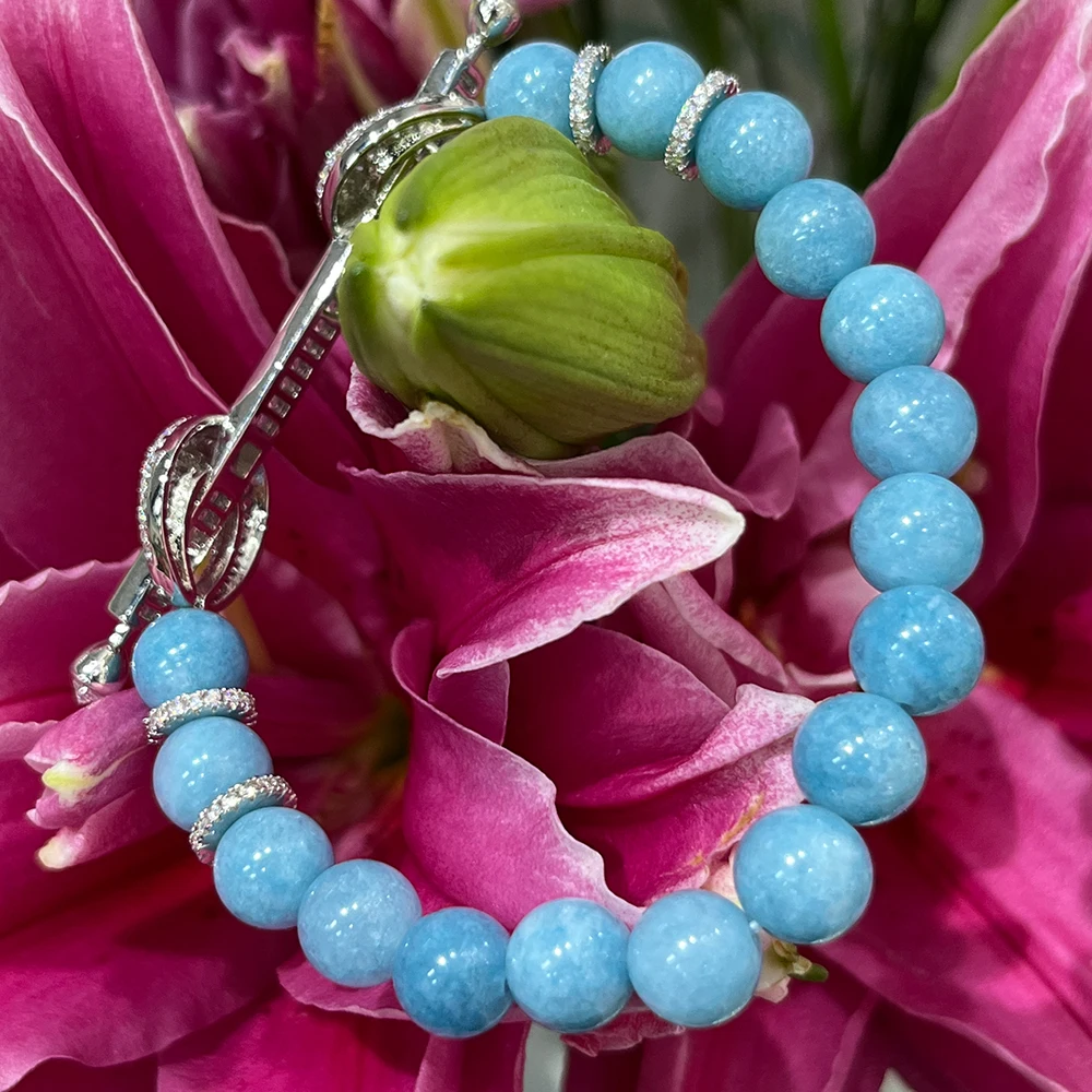 TIRIM Chalcedony Beads Bracelet for Women Bangle Daily Wear Ceremony Engament Cocktail Party Jewelry Accessories