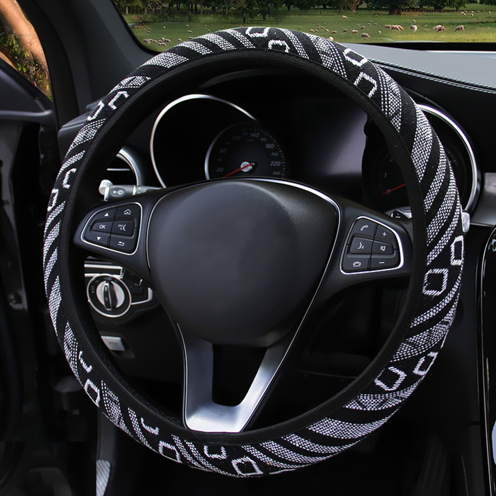 YOSOLO Linen Universal Elastic Car Steering Wheel Cover Ethnic Style Car Accessories