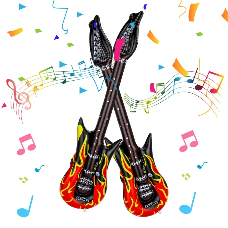 1PC Inflatable Guitar Rock Star Guitar Toy Ballons 80s 90sThemed Women Men Carnival Party Aldult Kids Birthday Party Decorations