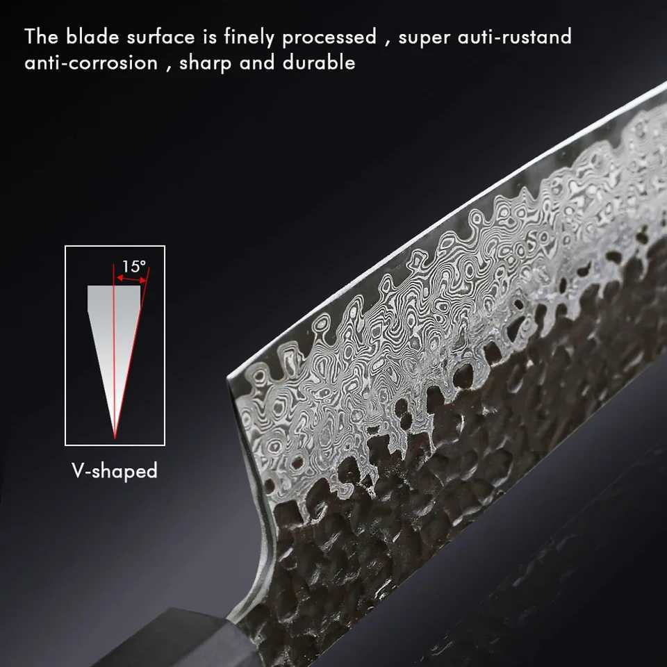 Japanese kitchen knife hand forged Damascus steel custom 8-inch chef knife X241102