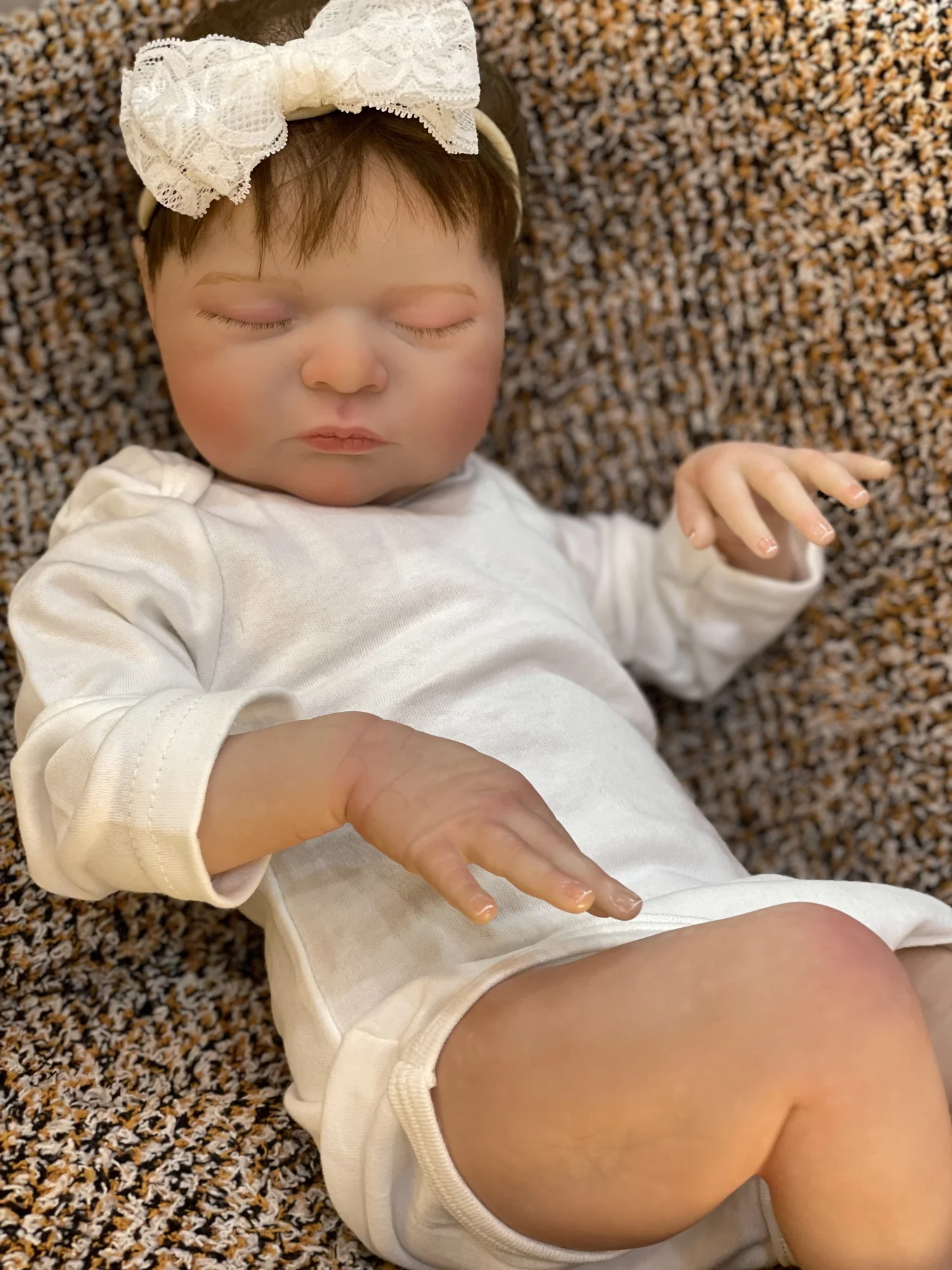 50cm Cuddly Laura Bebe Reborn With Rooted Hair Handmade Soft Touch Feeling Lifelike Real Doll For Children's Gift