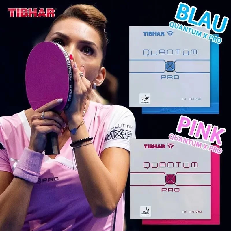 TIBHAR Table Tennis Rubber PingPong Original QUANTUM X PRO 74-031 Pimples In Unsticky Colorfu Blue Pink Violet