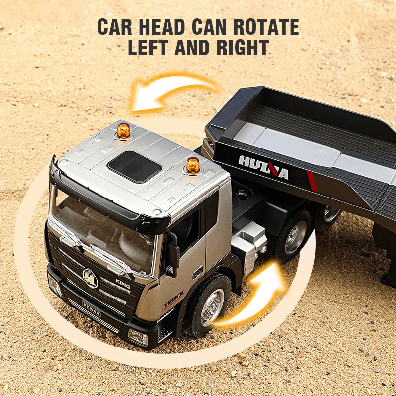 Huina Alloy Rc Car Boys Toys Remote Control Truck Light Sound Radio-Control Trailer 1:24 Simulated Transport Model Xmas Gift