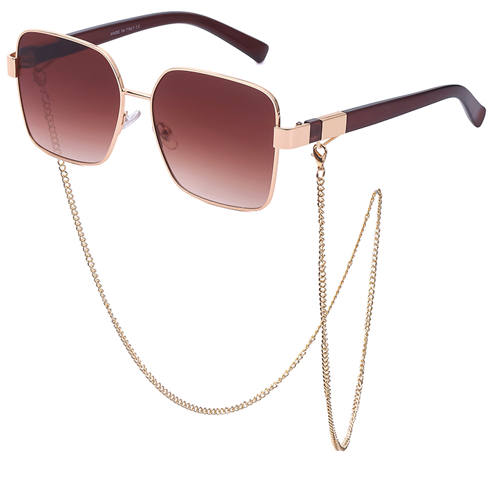 Steampunk Sunglasses Women With Chain Hexagon Luxury Brand Designer Punk Sun Glasses For Ladies Futuristic Fashion Square Sexy Y2K Oversized Large Coo