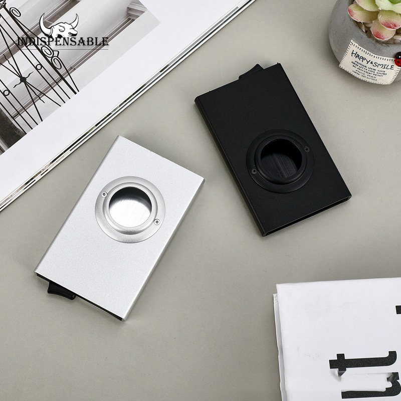 Anti-theft ID Credit Card Holder Airtag Minimalist Porte Carte Thin Aluminium Metal Wallets Air Pocket Case Bank Women Men Box