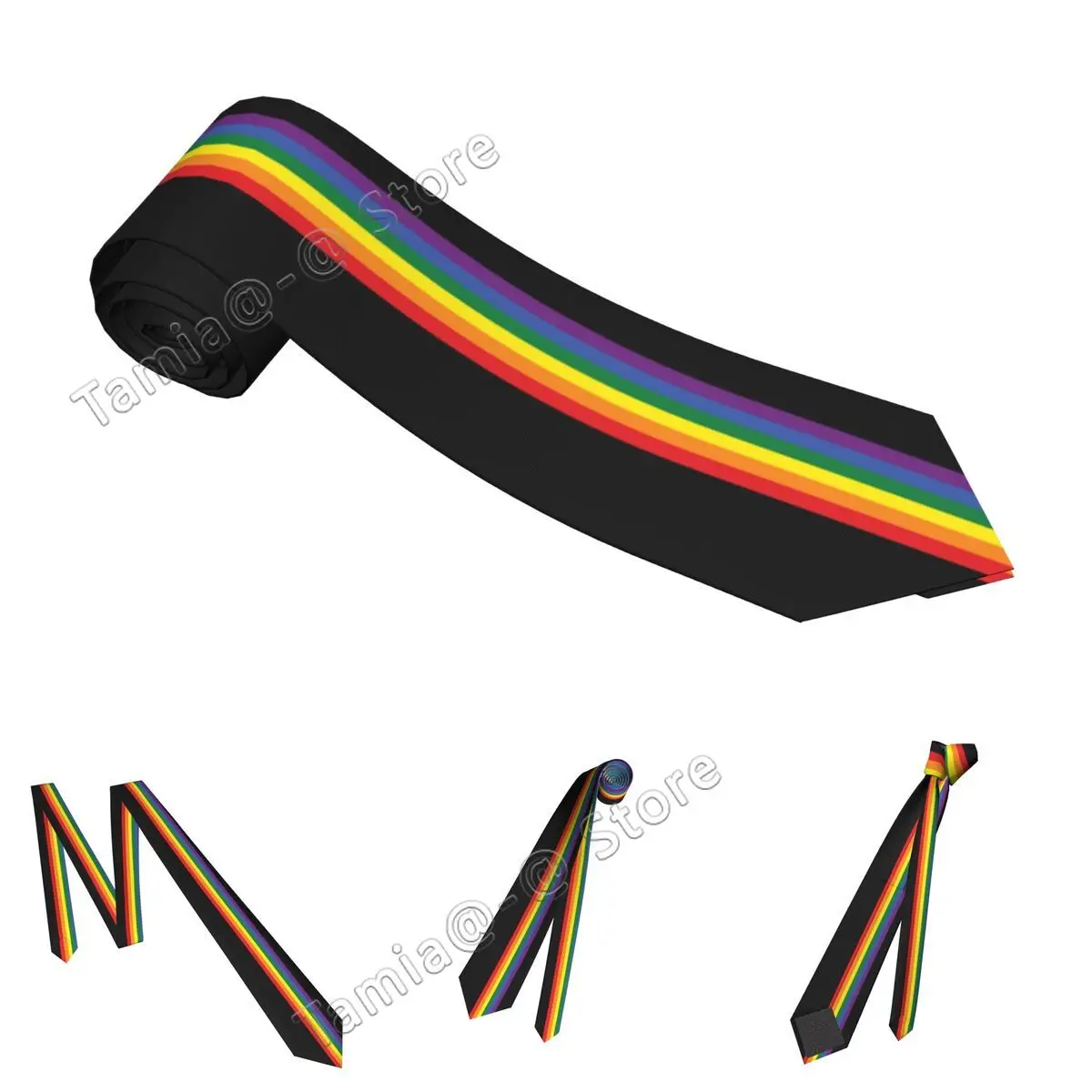 Rainbow Pride LGBT Necktie Men Women Slim Polyester 8 cm Wide Lgbtq Lesbian Queer Neck Tie Suits Accessories Cravat Wedding Gift