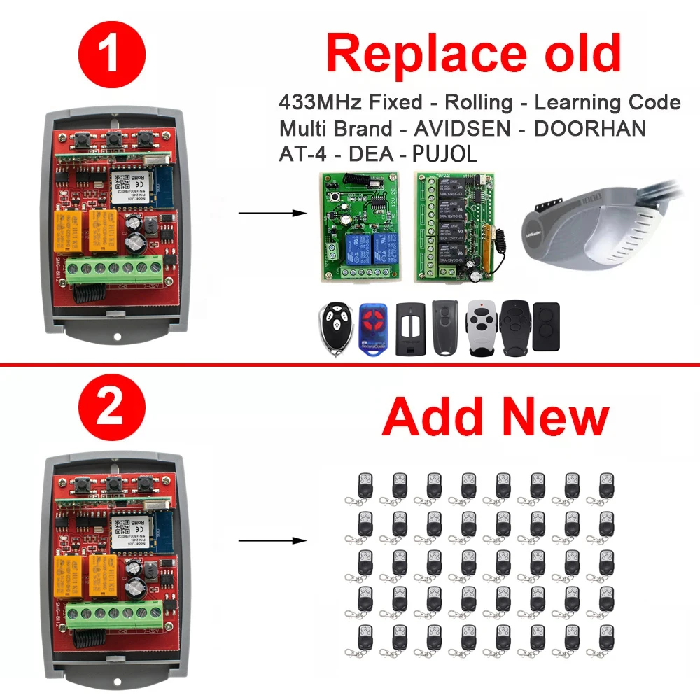 433mhz Universal Auto Gate Opener System Opening Door Garage Wifi External Receiver Portal Control Modules Tuya Smart Switch