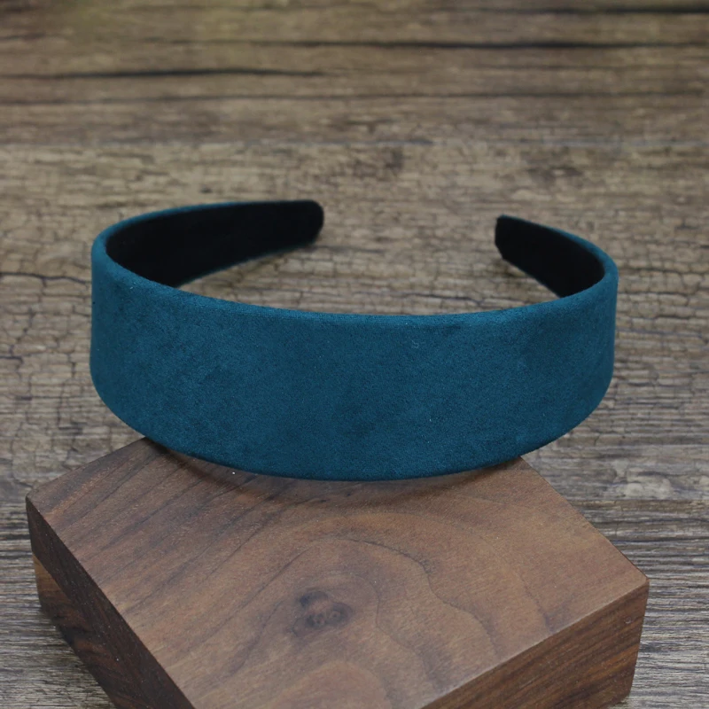 Cute DIY Designer Hair Accessories 40mm Blue Green Wide Hairbands Velvet Headbands For Women Girls