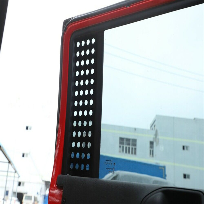 2PCS Aluminum Alloy Car Rear Door Window Glass Strip Panel Trim for Jeep Wrangler JK 2007-2017/JL 2018-2022