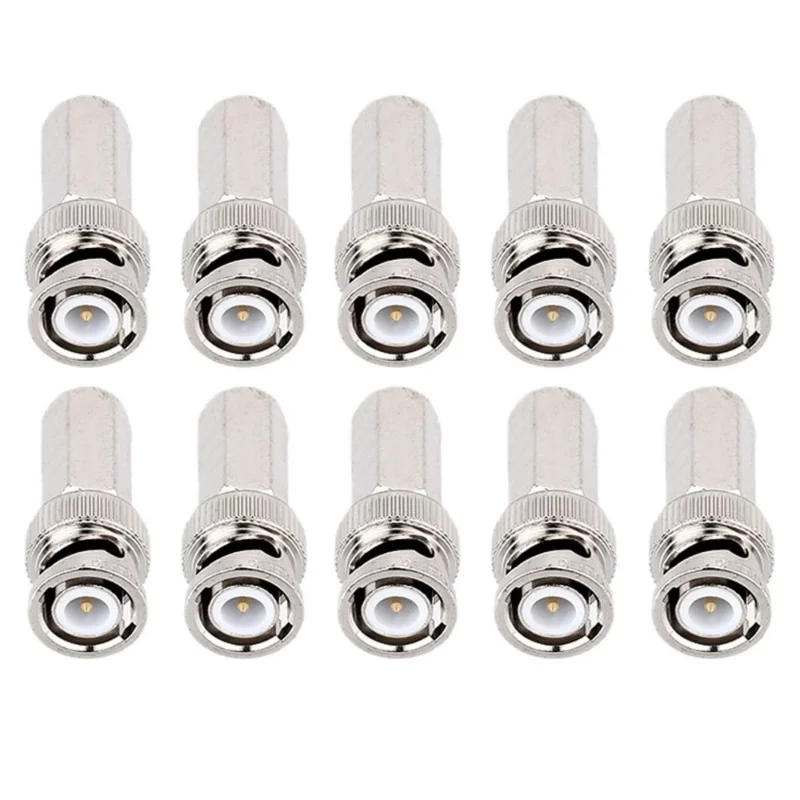 ESCAM 10pcs/lot BNC Male RG58/RG59/RG60 Connector 10pcs kit for CCTV/DVR/AV Devices