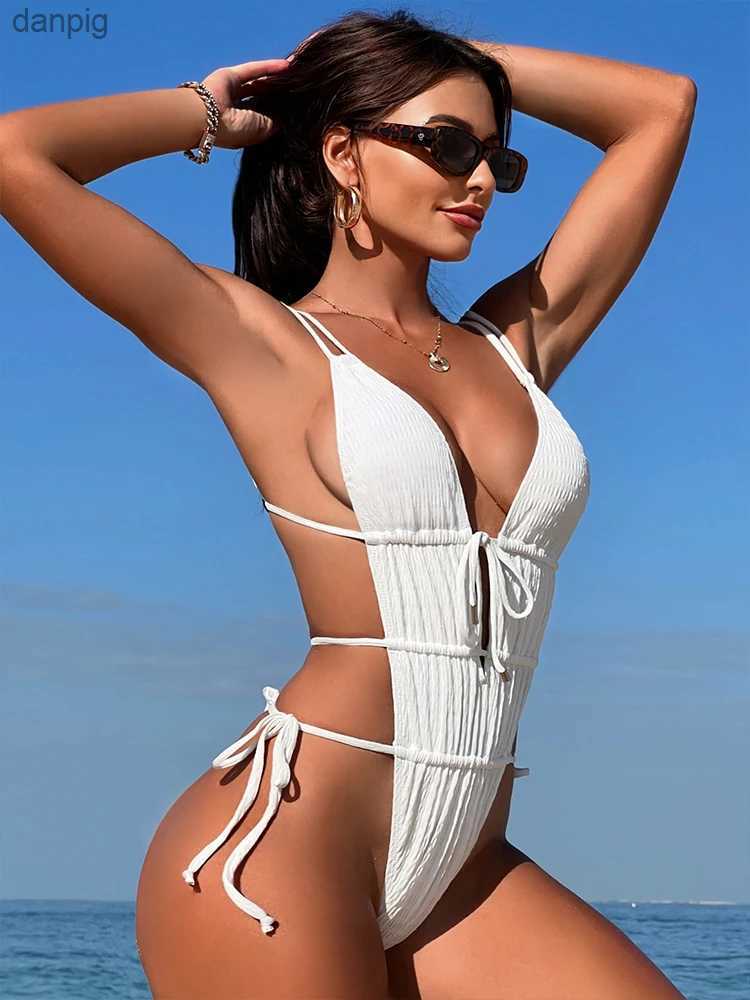 Women's Swimwear In-X Sexy White One Piece Swimsuit Bikinis Women Beachwear Sets Korean Swimwear Style bathing suit women Bride Swimwear Summer Y