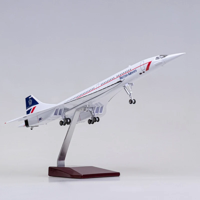 50CM 1/125 Scale Plane Concorde Singapore British Airline Airplane Resin Aircraft with Lights Landing Gears Model Toy