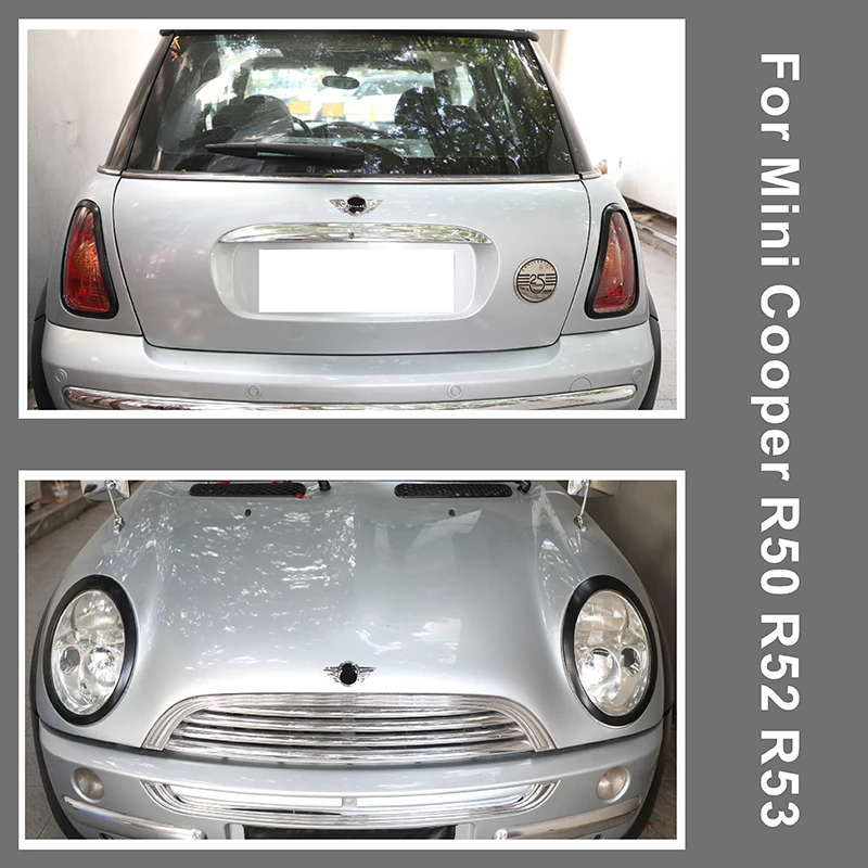 For MINI Cooper S R50 R52 R53 Black Car Headlight Head Tail Light Rear Lamps Frame Rings Cover Car Stickers Exterior Accessories