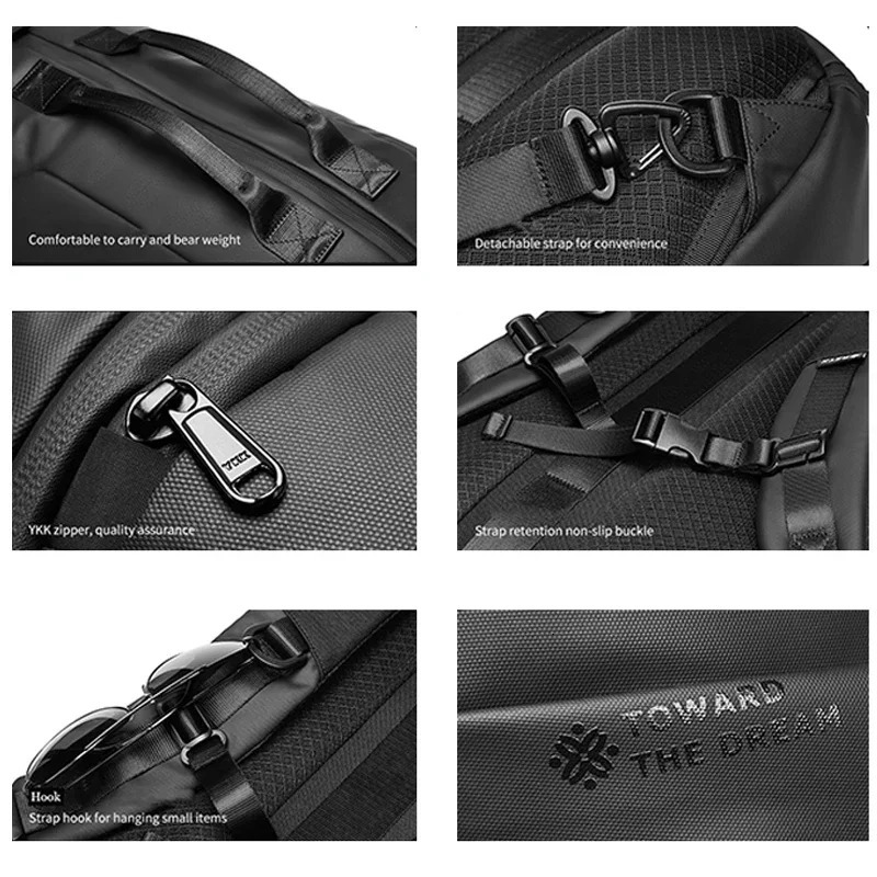 Travel backpack mens laptop 15.6-inch black business backpack multifunctional waterproof sports bag mens outdoor fashion bag 241031
