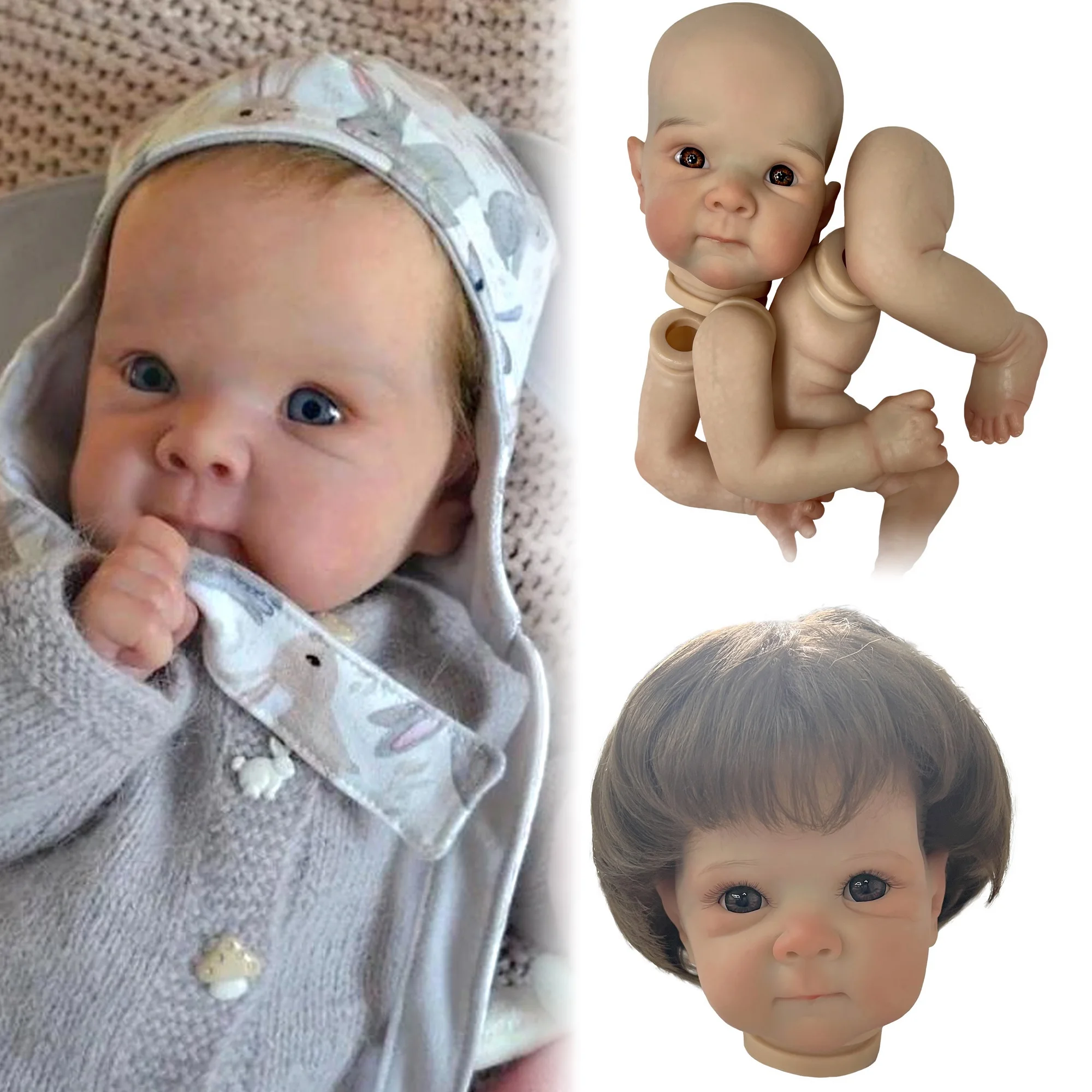 18 Inch Bebe Bettie Doll Kits 3D Painting Handmade Soft Vinyl With Full Limbs Reborn Baby Kits Unpainted Doll Kits