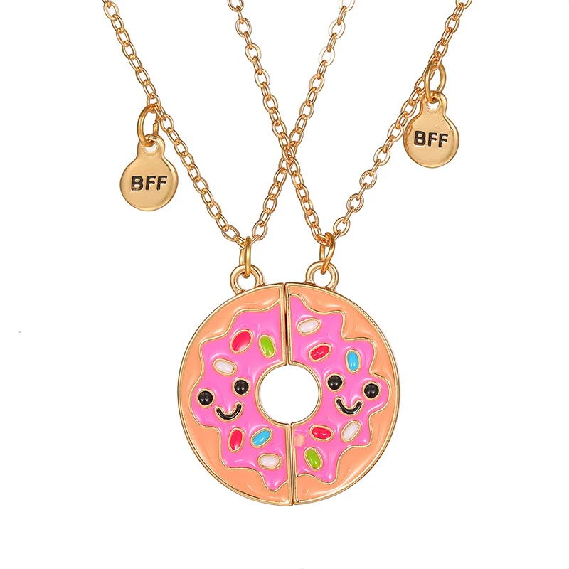 Summer Style 2pcs/set Heart Unicorn Cat Animal Pendant Girl BFF Necklace for 2 Best Friends Kids Friendship Gifts