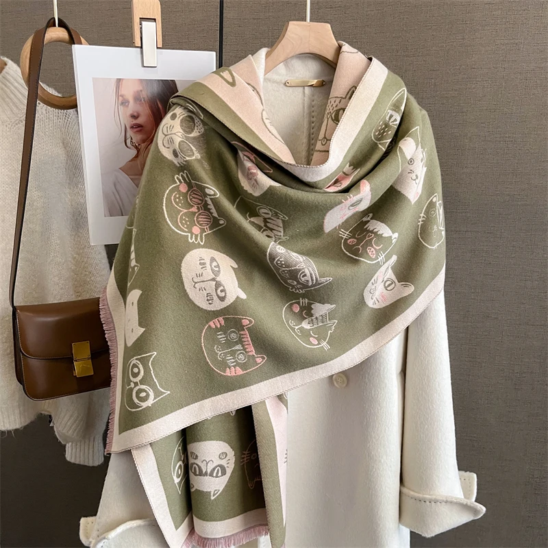 2023 Luxury Thick Blanket Winter Bufanda Warm Cashmere Scarf Women Shawl Print New Wraps Pashmina Female Travel Poncho Stoles