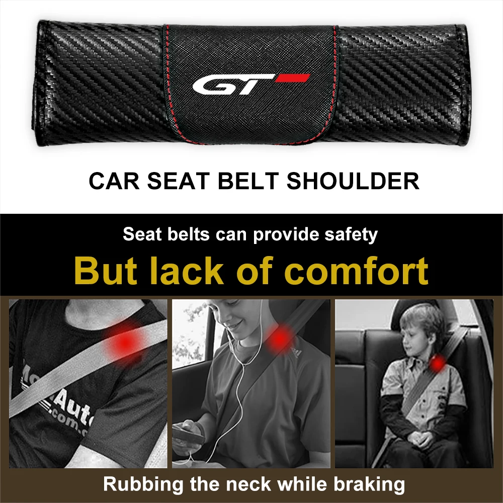 2PCS Car Seat Belt Cover Protector Accessories For Peugeot GT GTline 3008 308 T9 208 508 2008 Rifter 5008 207 206 408 108 4008