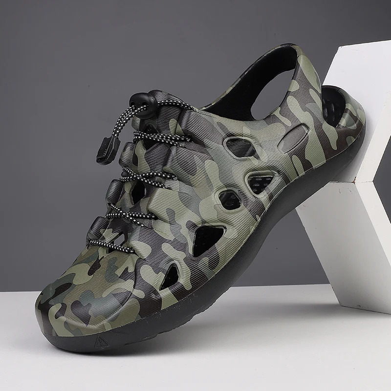 New Sandals Men Summer Outdoor Sport Beach Hole Men's Anti-skid Wear-resistant Fishing Shoes camouflage Slippers e0377