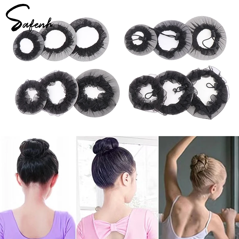 1Pc Hairnet Bun Cover Snood Women Hair Net Ballet Dance Skating Crochet Rhinestone Styling Headwear Accessories
