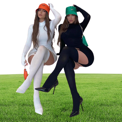 011908 Slim Solid Bodycon Garter Women Mini Dress with Stocking Long Sleeve Sexy Cbwear Party Dresses Autumn9764376