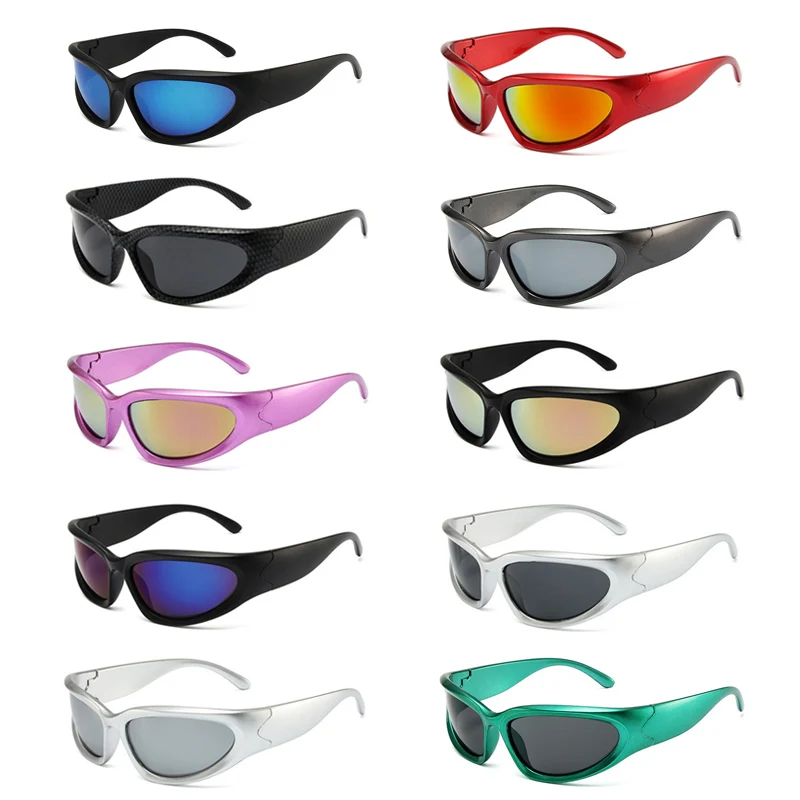 Popular Women Sunglasses 2023 Punk Sunglasses Unique Sports Sun Glasses Men UV400 Goggle Shades Mirror Colorful Y2K Eyewear