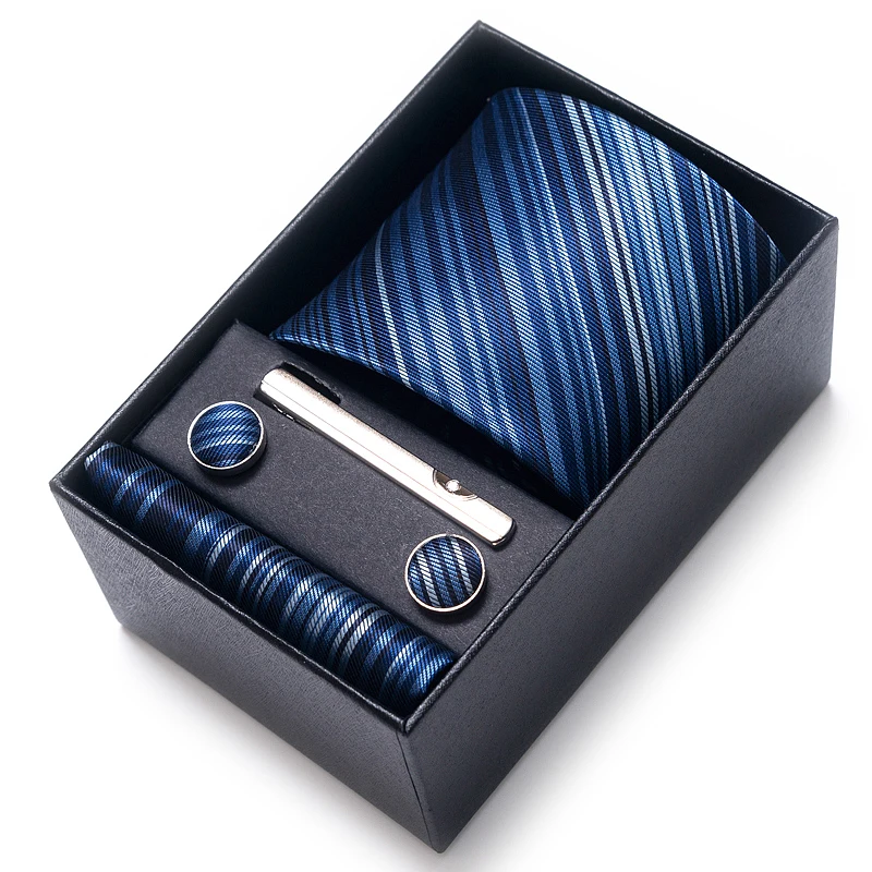 Brand Wedding Present Tie Pocket Squares Cufflink Set Necktie Men Suit Accessories Floral Fit Formal Party