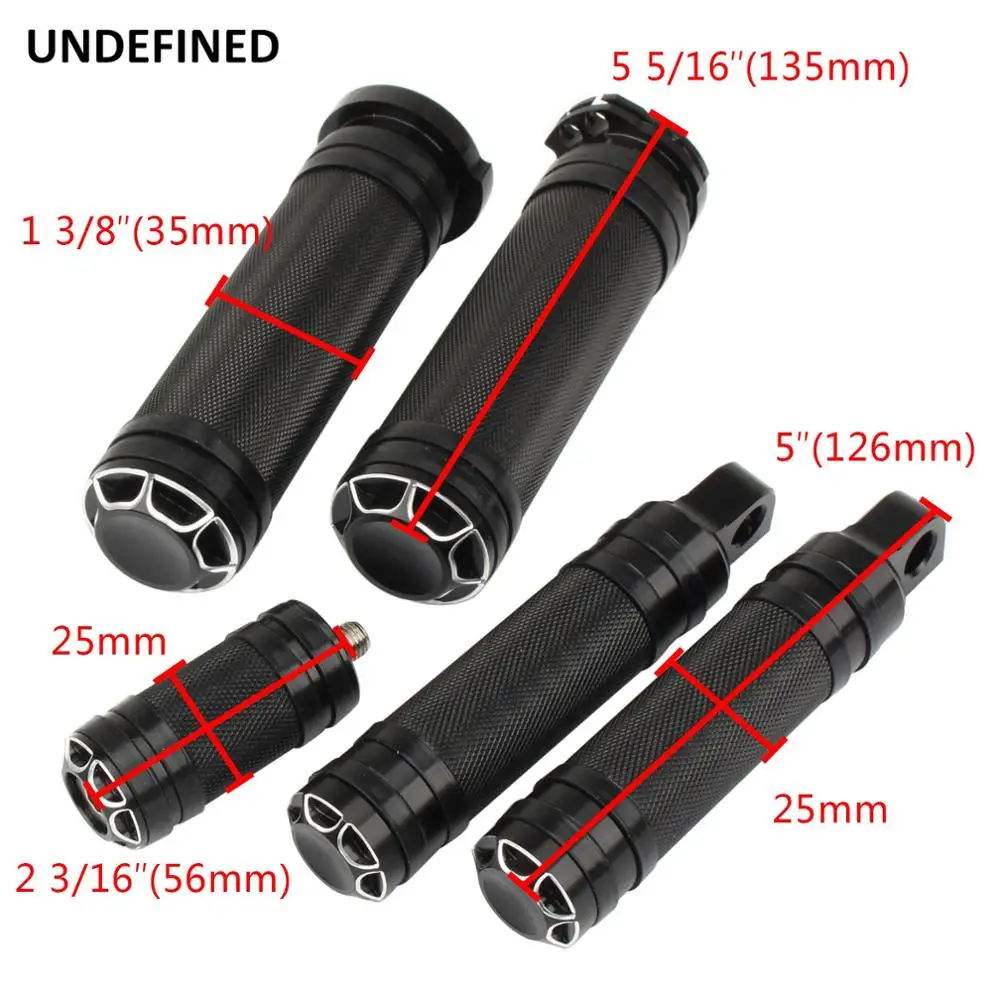 25mm 1"Handle Grips Footpegs Shifter Nail Peg Black Handlebar Grip for Harley Sportster 883 1200 XL XR VRSC Softail Touring Dyna
