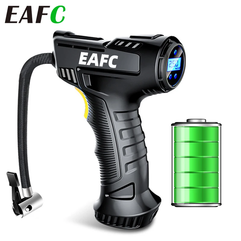 EAFC Handheld Car Air Compressor 120W Wireless/Wired Inflatable Pump Air Pump Digital Car Tire Inflator Machine for Car Bicycle