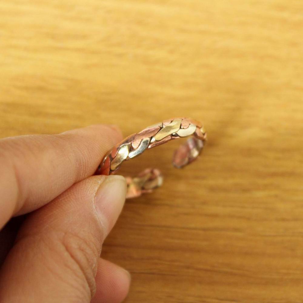 RG369 Ethnic Tibetan Copper Metal Hand Braided 5mm Wide Open Back Ring Adjustable Rings