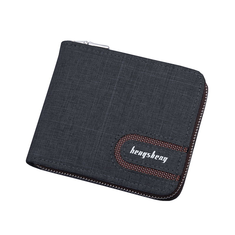 Fashionable Men's Multi-function Multi-Card Slot Short Wallet Zipper Wallet Canvas Small Wallet