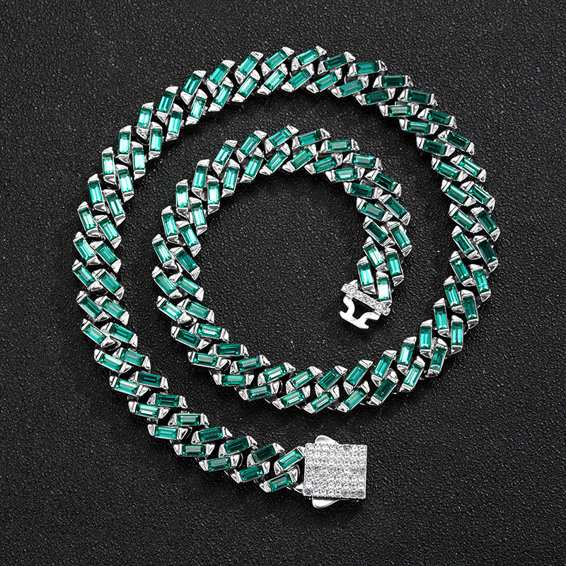 fashion ice out moissanite necklace Alloy hip hop Vvs Moissanite Dias Cuban Chain chains for men bracelet designer jewelry cuban k chain gift