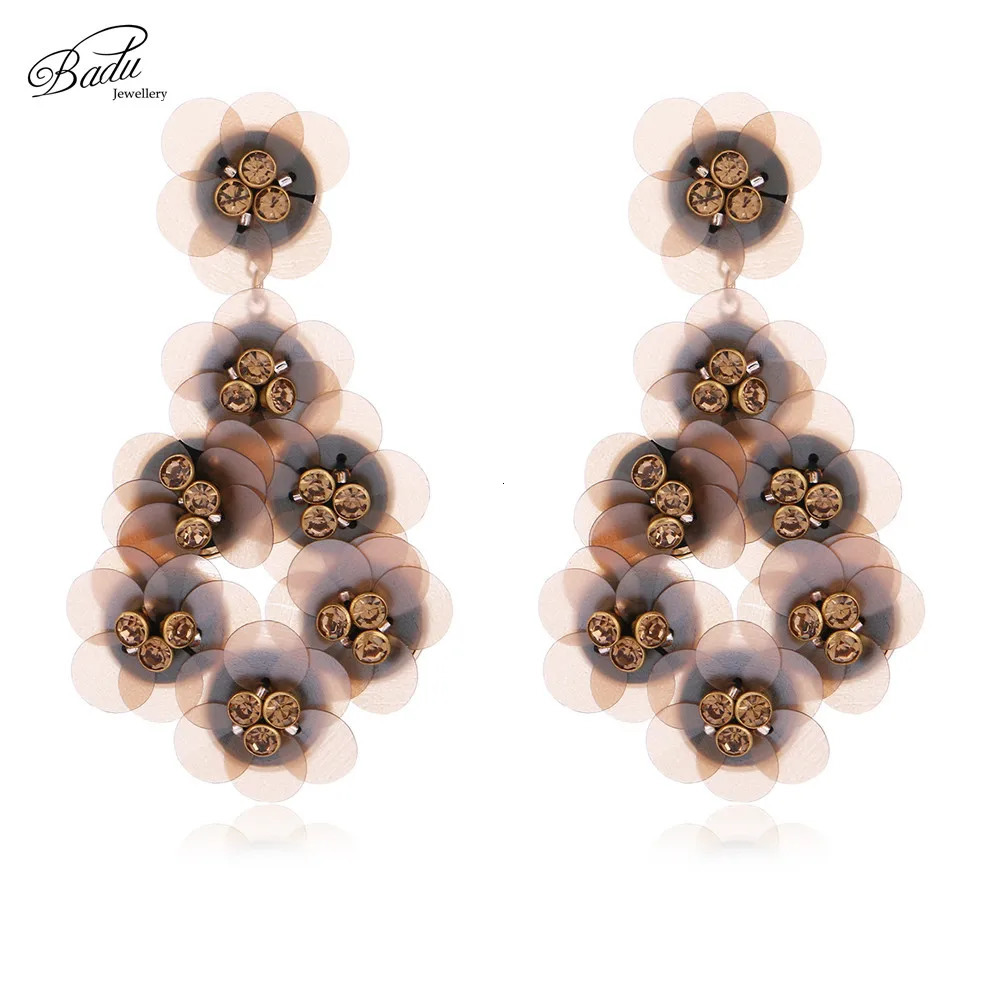 Badu plastic sequin earrings loud bright flower pendant earrings Christmas party jewelry womens party gifts 241031