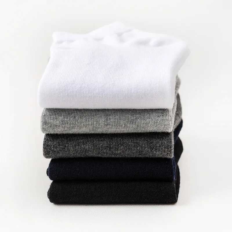 5Pcs/ Mens Spring Summer Thin Breathable Soft Polyester Cotton Black Casual Business Ankle Boat Size EU38-43 LX241102