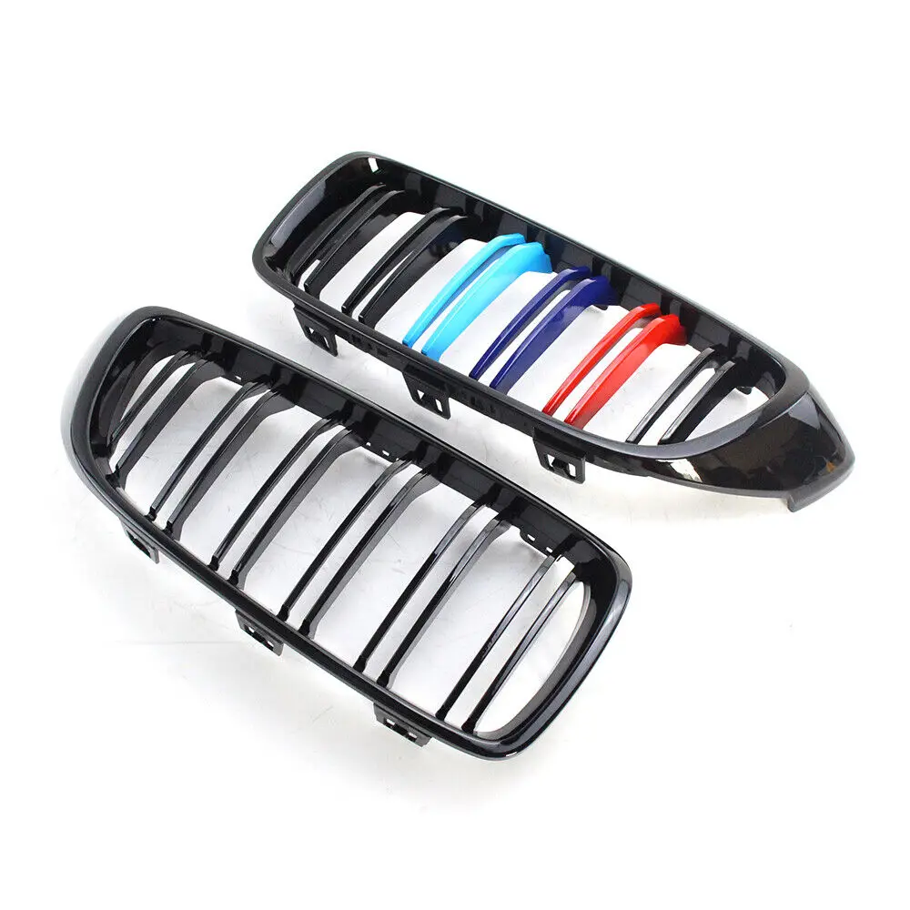 M4 Style Front Bumper Grille Racing Grill For BMW 4 Series F32 F33 F36 M3 F80 M4 F82 13-19 Dual-Slat Glossy Black Accessories