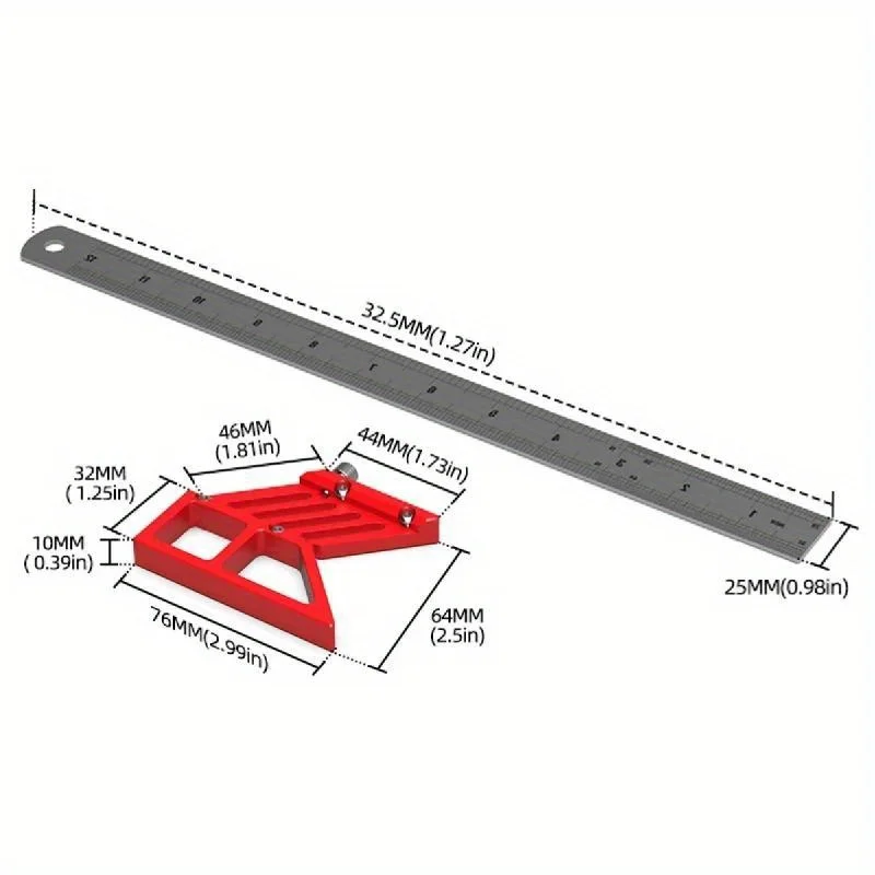Woodworking Scribe Center Finder Line Drawing Ruler new - 45/90 Degree 2025 Angle Scribing Marking Gauge - Carpentry Multifunctional Tool