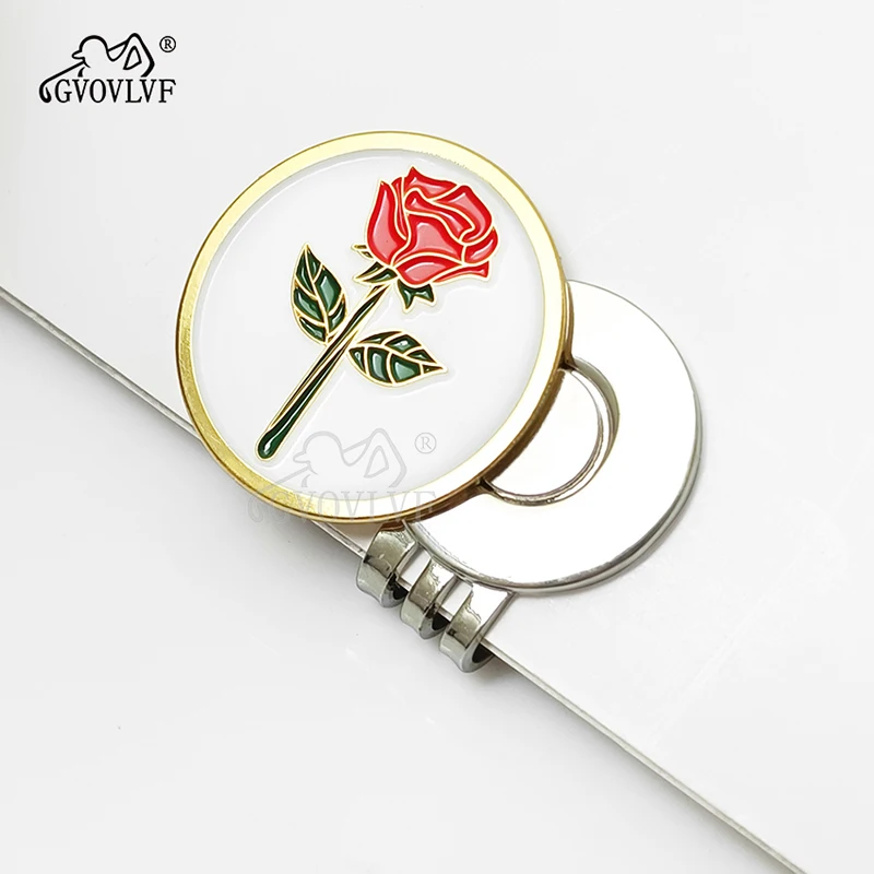 Golf Hat Clip Rose Marker Magnetic Golf Ball Hats Belts Bags Caps Markers Clip Attaches for Golf Lovers Women Girl Wife Gift