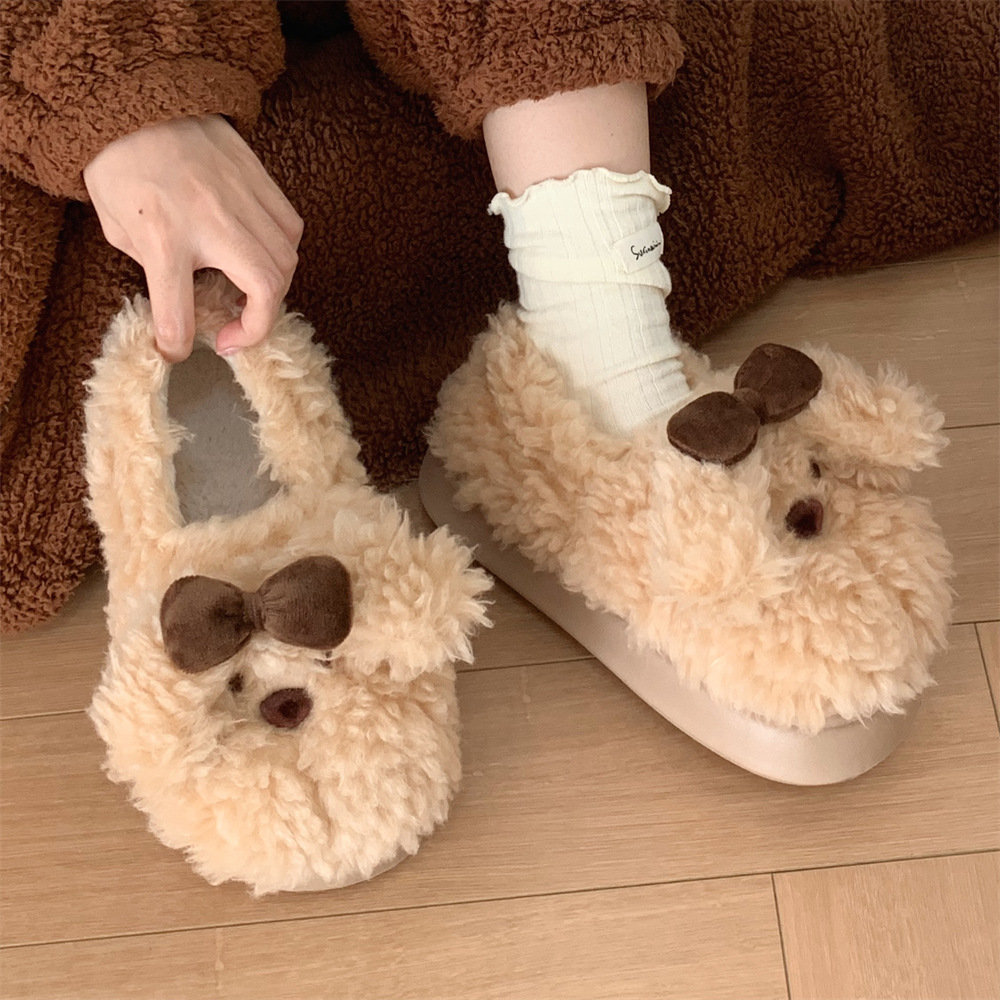 Slippers Fun Cute cartoon puppy dog Cute slippers for women girls Fashion Kawaii Fluffy winter warm women's slippers